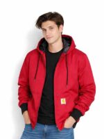 Vintage Carhartt Red Hooded Bomber Jacket - Image 3