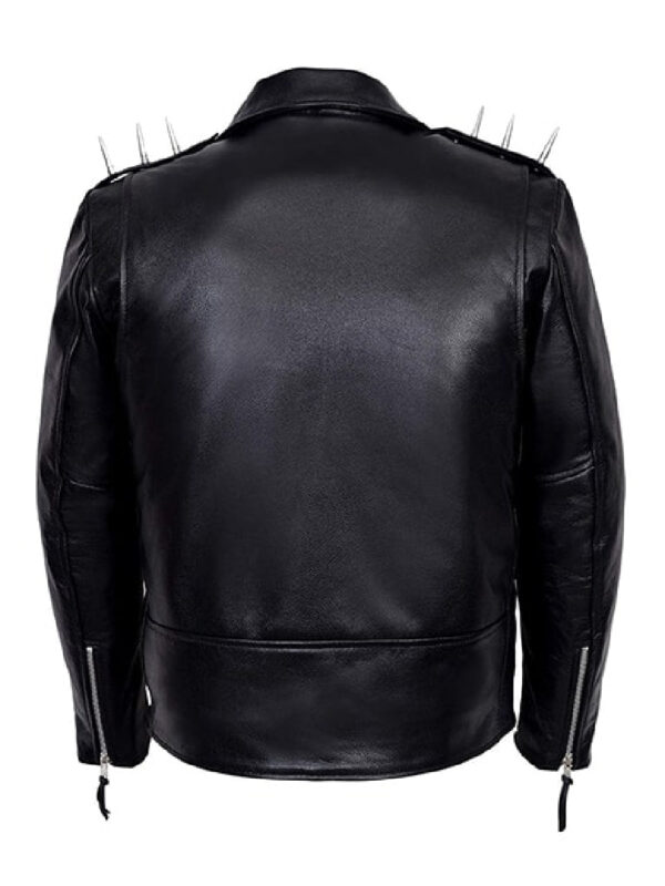 Black Leather Jacket With Spike