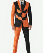 Halloween Pumpkin Orange and Black Pinstripe Suit