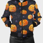 Pumpkin Printed Bomber Jacket For Men Zing Apparel