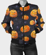 Pumpkin Printed Bomber Jacket For Men Zing Apparel