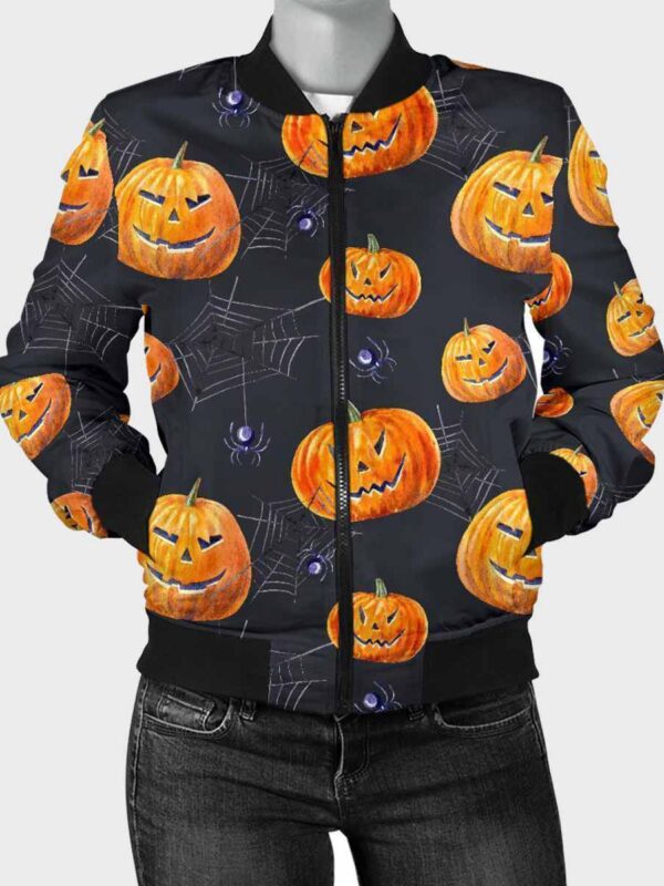 Pumpkin Printed Bomber Jacket For Men Zing Apparel