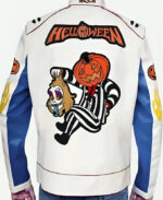 Spooky Trick Or Treat White Leather Jacket - Image 2