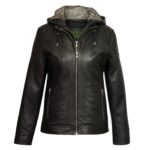 Black Hooded Jacket, Sheep Skin Jacket Zing Apparel