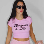 Hungover & Hot Crop Baby Tee in Pink