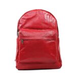 Premium Leather Office Backpack, Bright Red Zing Apparel