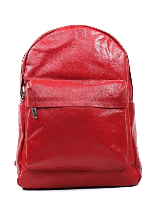 Premium Leather Office Backpack, Bright Red Zing Apparel
