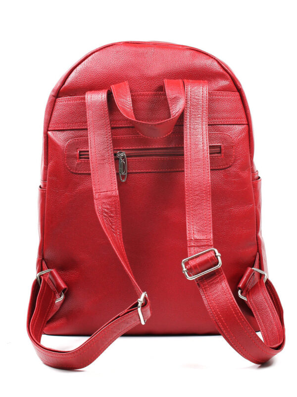Premium Leather Office Backpack, Bright Red Zing Apparel