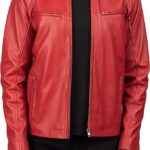 Iconic Red Leather Biker Jacket Men