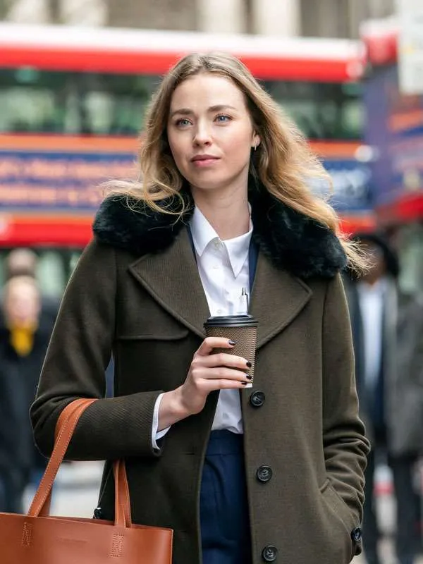 Industry-Daria-Greenock-Green-Wool-Coat-with-Fur-Collar Daria Greenock Industry Green Wool Coat