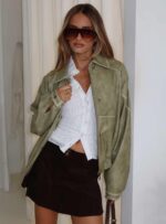 Jaxton Faux Leather Jacket Brown