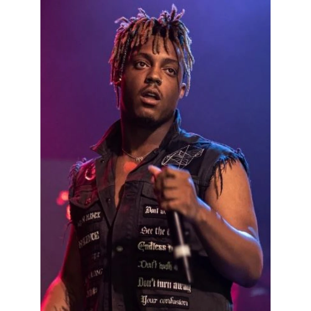 Juice-Wrld-Denim-Patch-Black-Vest-2 Juice Wrld Denim Patch Black Vest