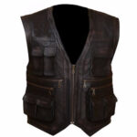 Safari Black Leather Vest Men, Sleeveless Zing Apparel