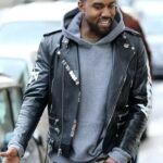 Kanye West Vintage Biker Black Leather Jacket