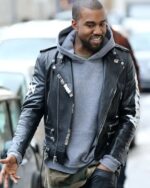 Kanye West Vintage Biker Black Leather Jacket