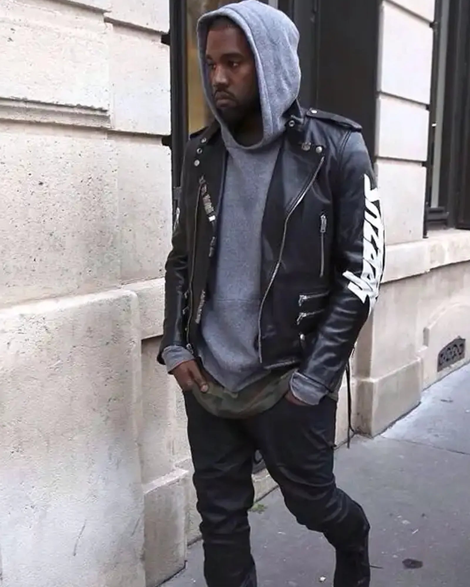 Kanye West Vintage Biker Leather Jacket