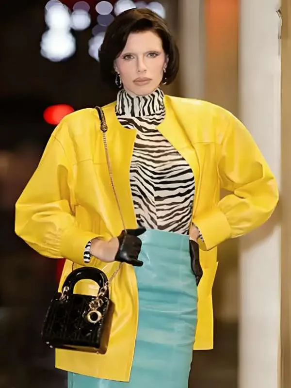 LA-Julia-Fox-Yellow-Leather-Jacket LA Julia Fox Yellow Leather Jacket
