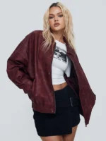 LIONESS-Kenny-Bomber-Jacket-In-Burgundy