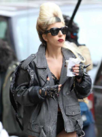 Lady Gaga Filming HBO Special Leather Jacket