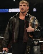 Logan Paul WWE RAW Black and Maroon Leather Jacket