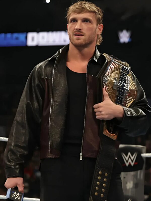 Logan Paul WWE RAW Black and Maroon Leather Jacket