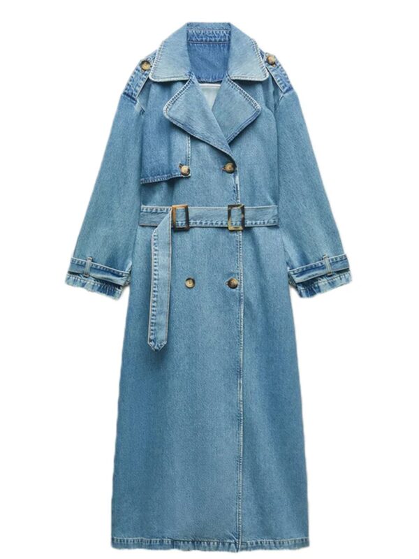 Long-Denim-Trench-Coat-Women