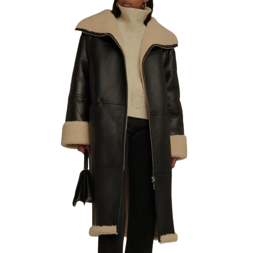 Shearling Coat Style Leather Duster For Women Zing Apparel