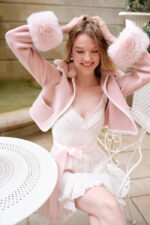 Love Shack fancy pink fur Jacket - Image 4