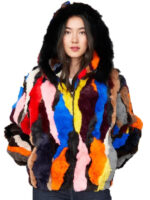 Luxury Faux Fur Multicolor Hooded Jacket
