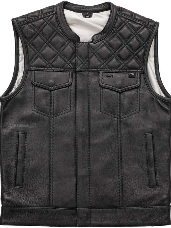 Texas Ranger Leather Vest Men Black Zing Apparel