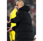 Manchester-City-vs-Salford-City-Pep-Guardiola-Black-Hooded-Puffer-Coat