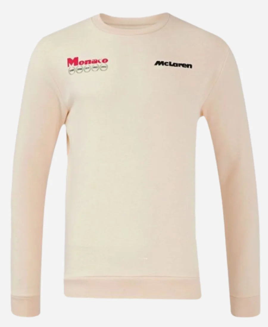 McLaren-F1-Heritage-Monaco-GP-Off-White-Sweatshirt McLaren F1 Heritage Monaco GP Sweatshirt - Image 1
