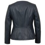 Collarless Leather Blazer Women Navy Zing Apparel