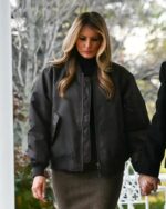 Melania-Trump-Bomber-Jacket-Brown