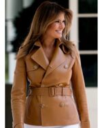Melania Trump Brown Leather Coat