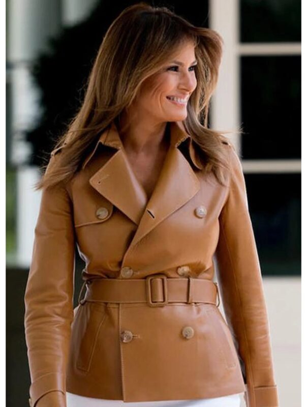 Melania Trump Brown Leather Coat