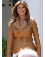 Melania Trump Brown Leather Coat