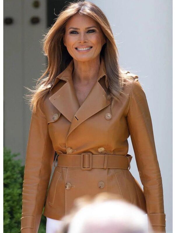 Melania Trump Brown Leather Coat