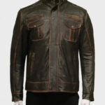 Men's Distressed Brown Leather Jacket Zing Apparel