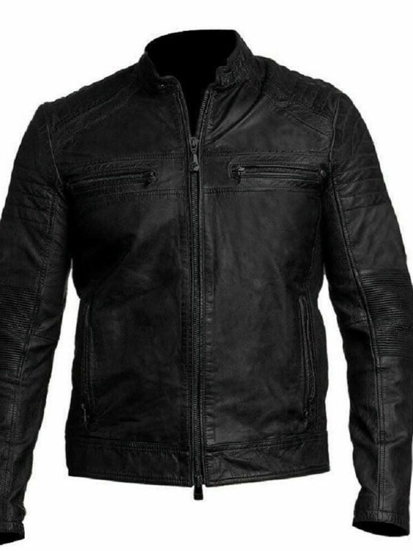 Menâ€™s Elegant Black Biker Leather Jacket