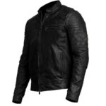 Menâ€™s Elegant Black Biker Leather Jacket For Sale