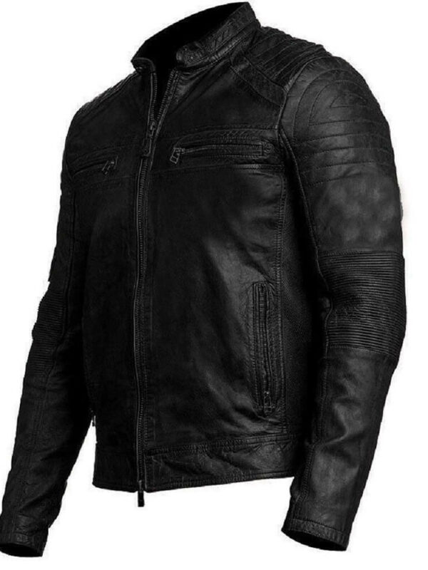 Menâ€™s Elegant Black Biker Leather Jacket For Sale