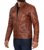 Johnson Quilted Leather Biker Jacket Men Zing Apparel