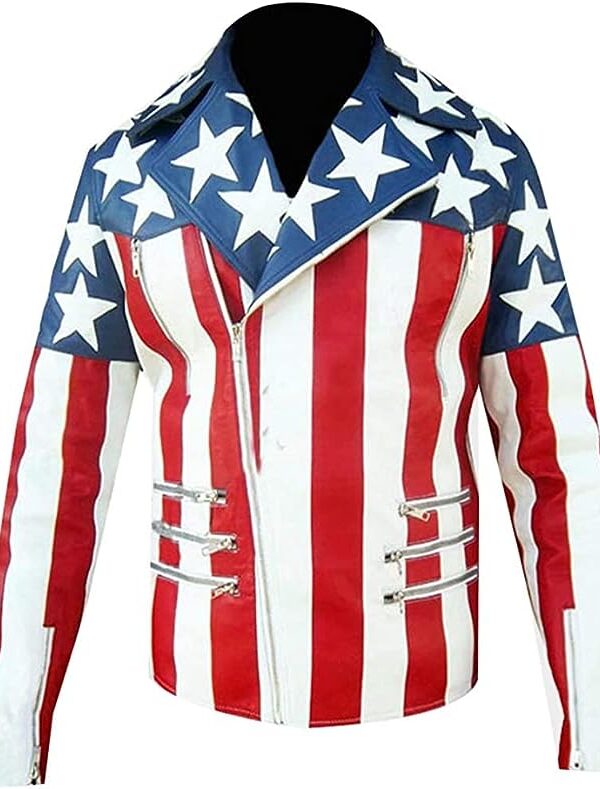 Halloween Jacket USA American Flag Leather Jacket