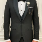 Mens 2 Piece Slim Fit Black Wedding Suit