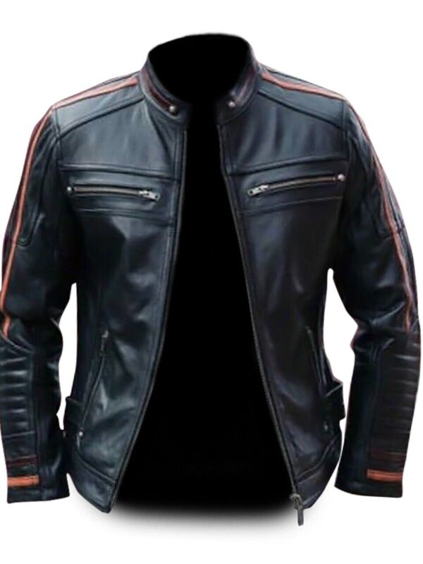 Mens Black Rivet Antique Leather Jacket