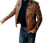 Mens Brown Designer Biker Leather Jacket