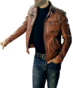 Mens Brown Designer Biker Leather Jacket