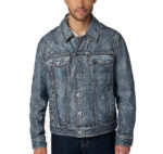 Mens Denim Jacket With Leather Sleeves - Image 2
