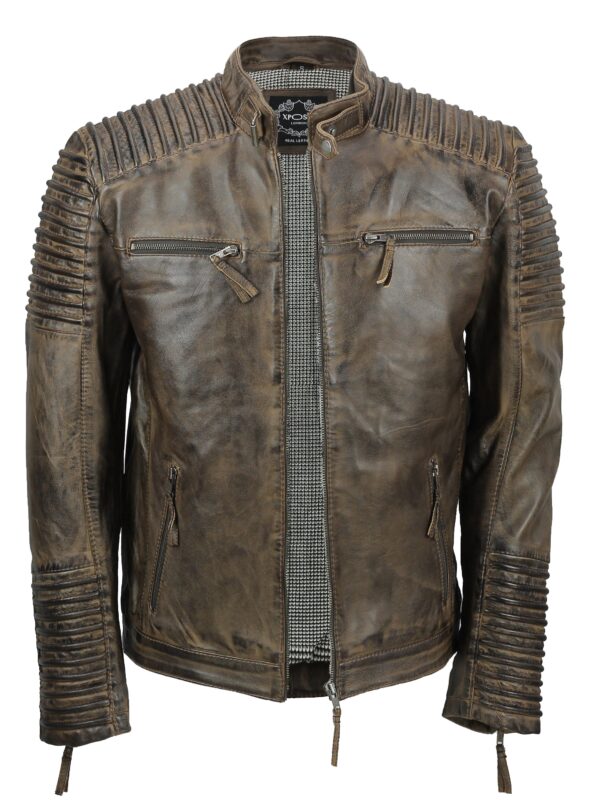 Mens Fraser Racer Biker Leather Jacket